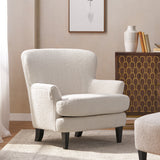 Hartshorn Contemporary Boucle Upholstered Club Chair, Almond and Matte Black Noble House