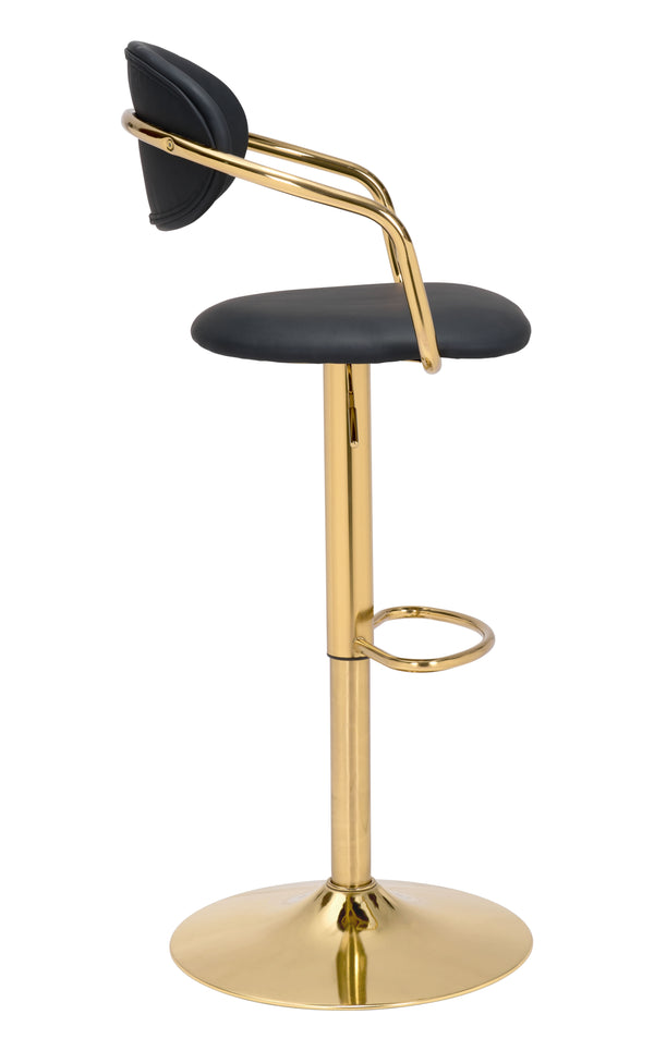 Zuo Modern Gusto 100% Polyurethane, Plywood, Steel Modern Commercial Grade Barstool Black, Gold 100% Polyurethane, Plywood, Steel