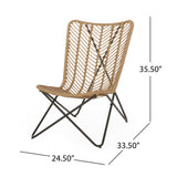 Galtin Outdoor Wicker Accent Chairs, Light Brown and Black Noble House
