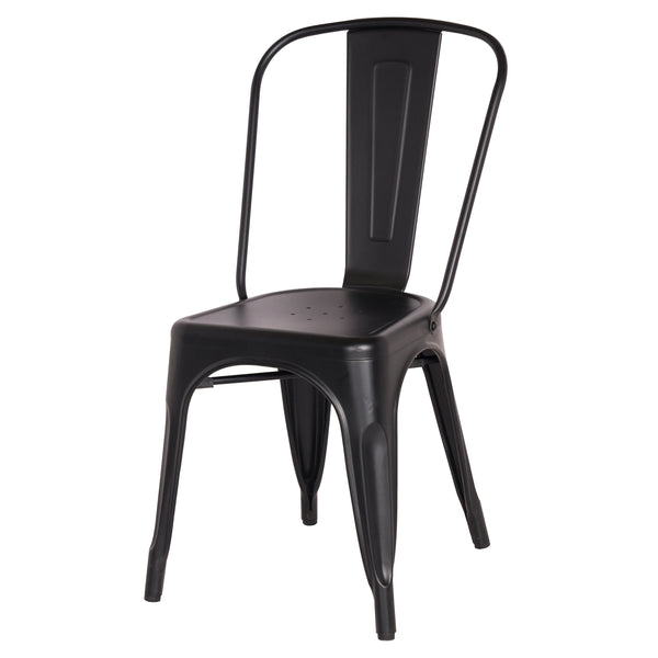 Metropolis Metal Side Chair Set of 4 - Classic Bistro Style for Dining Room or Café Decor