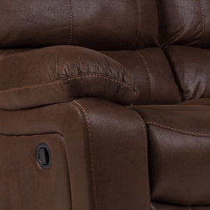 Porter Designs Ramsey Leather-Look Dual seat Transitional Reclining Love Brown 03-112C-02B-6016
