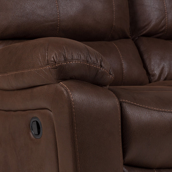 Porter Designs Ramsey Leather-Look Dual seat Transitional Reclining Love Brown 03-112C-02B-6016