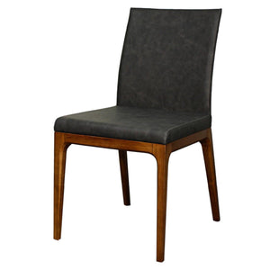 Devon Faux Leather Dining Chairs - Set of 2, Mid-Century Modern Style with Walnut Legs & Comfort