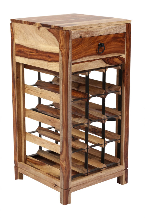 Porter Designs Sheesham Accents Solid Wood Wine Rack Natural Bar Natural 07-116-23-PDU14