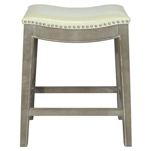 Elmo Bonded Leather Counter Stool Beige, Mystique Gray Legs 198625B-2050KD New Pacific Direct