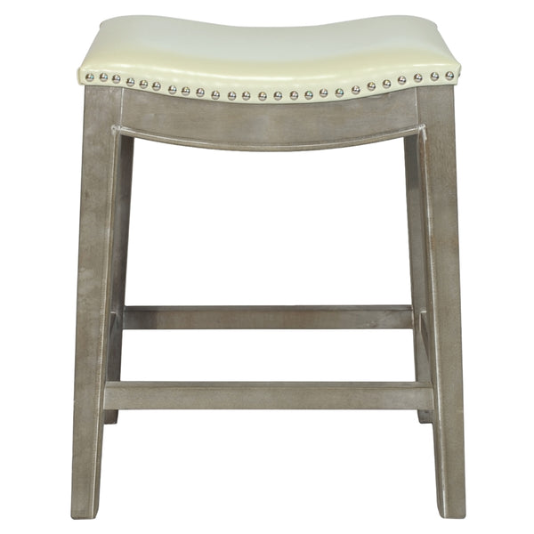 Elmo Bonded Leather Counter Stool Beige, Mystique Gray Legs 198625B-2050KD New Pacific Direct