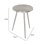 Zuo Modern Politik Aluminum Modern Commercial Grade Side Table Silver Aluminum