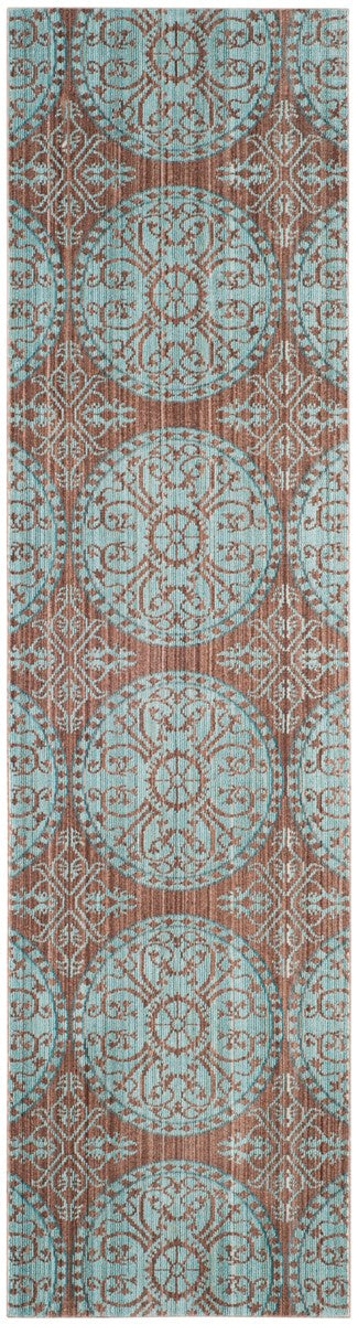 Valencia Power Loomed Area Rug with Traditional Mediterranean Tile Motifs for Modern Home Décor