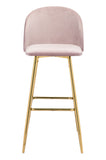 Zuo Modern Cozy 100% Polyester, Plywood, Steel Modern Commercial Grade Barstool Pink, Gold 100% Polyester, Plywood, Steel