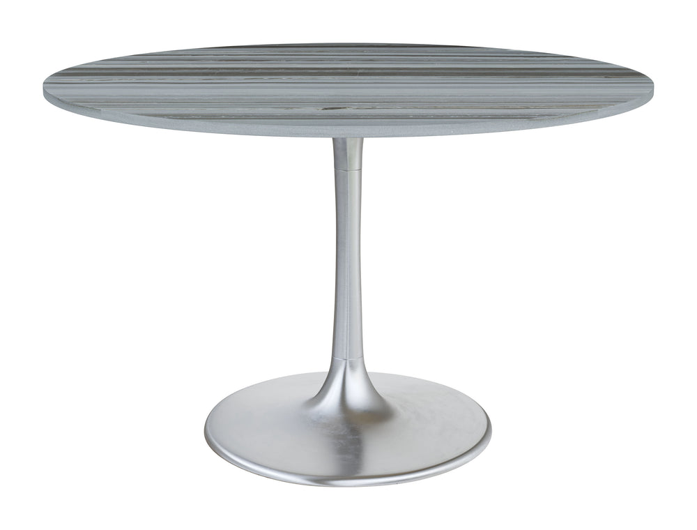 Zuo Modern Star Marble, MDF, Iron, Aluminum Modern Commercial Grade Dining Table Gray, Silver Marble, MDF, Iron, Aluminum