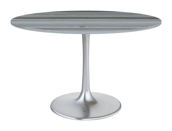 Zuo Modern Star Marble, MDF, Iron, Aluminum Modern Commercial Grade Dining Table Gray, Silver Marble, MDF, Iron, Aluminum