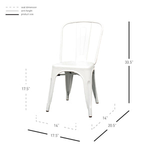 Metropolis Metal Side Chair Set of 4 - Classic Bistro Style for Dining Room or Café Decor