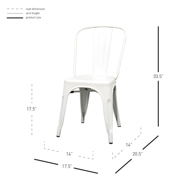 Metropolis Metal Side Chair Set of 4 - Classic Bistro Style for Dining Room or Café Decor