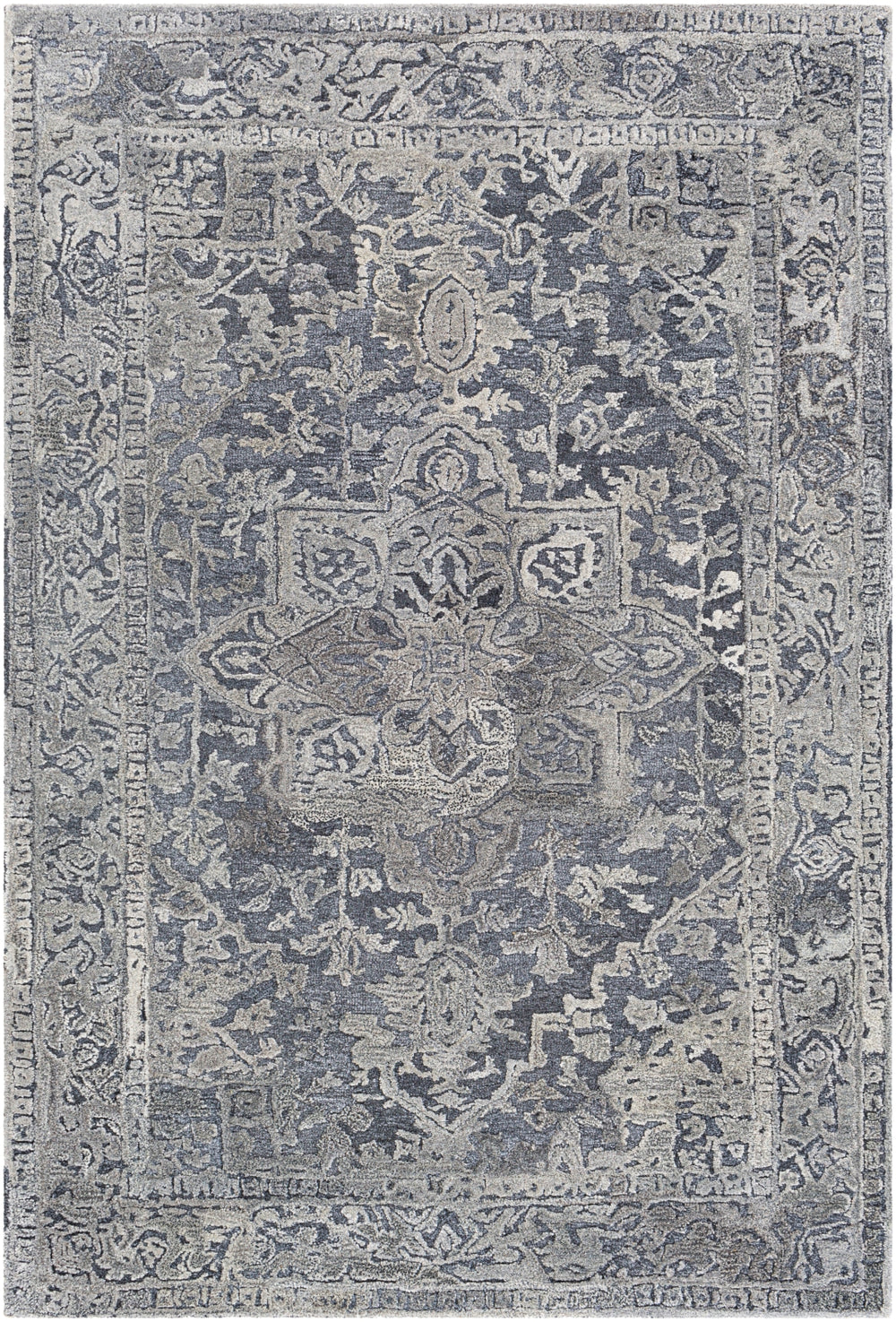 Vancouver VCR-2303 Traditional Wool, Viscose Rug VCR2303-81012 Silver Gray, Charcoal, Medium Gray 70% Wool, 30% Viscose 8'10" x 12'
