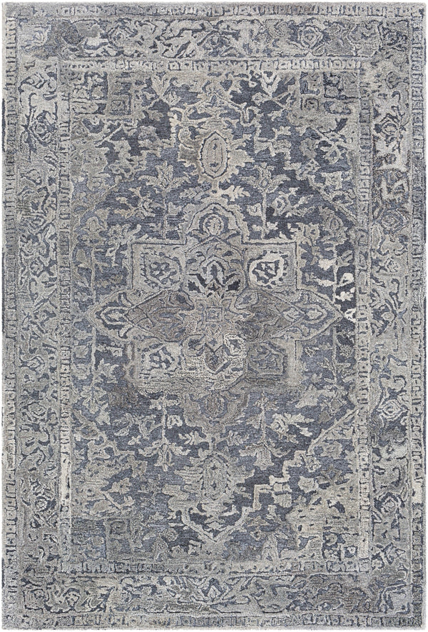 Vancouver VCR-2303 Traditional Wool, Viscose Rug VCR2303-81012 Silver Gray, Charcoal, Medium Gray 70% Wool, 30% Viscose 8'10" x 12'