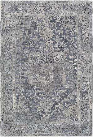 Vancouver VCR-2303 Traditional Wool, Viscose Rug VCR2303-81012 Silver Gray, Charcoal, Medium Gray 70% Wool, 30% Viscose 8'10" x 12'