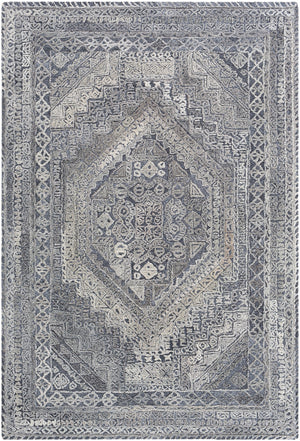 Vancouver VCR-2304 Traditional Wool, Viscose Rug VCR2304-81012 Silver Gray, Medium Gray, Charcoal 70% Wool, 30% Viscose 8'10" x 12'