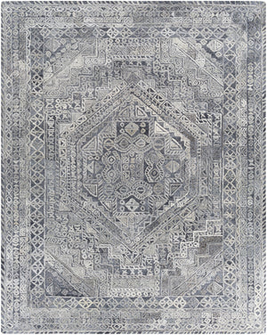 Vancouver VCR-2304 Traditional Wool, Viscose Rug VCR2304-810 Silver Gray, Medium Gray, Charcoal 70% Wool, 30% Viscose 8' x 10'