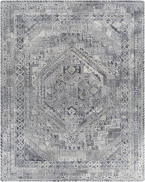 Vancouver VCR-2304 Traditional Wool, Viscose Rug VCR2304-810 Silver Gray, Medium Gray, Charcoal 70% Wool, 30% Viscose 8' x 10'