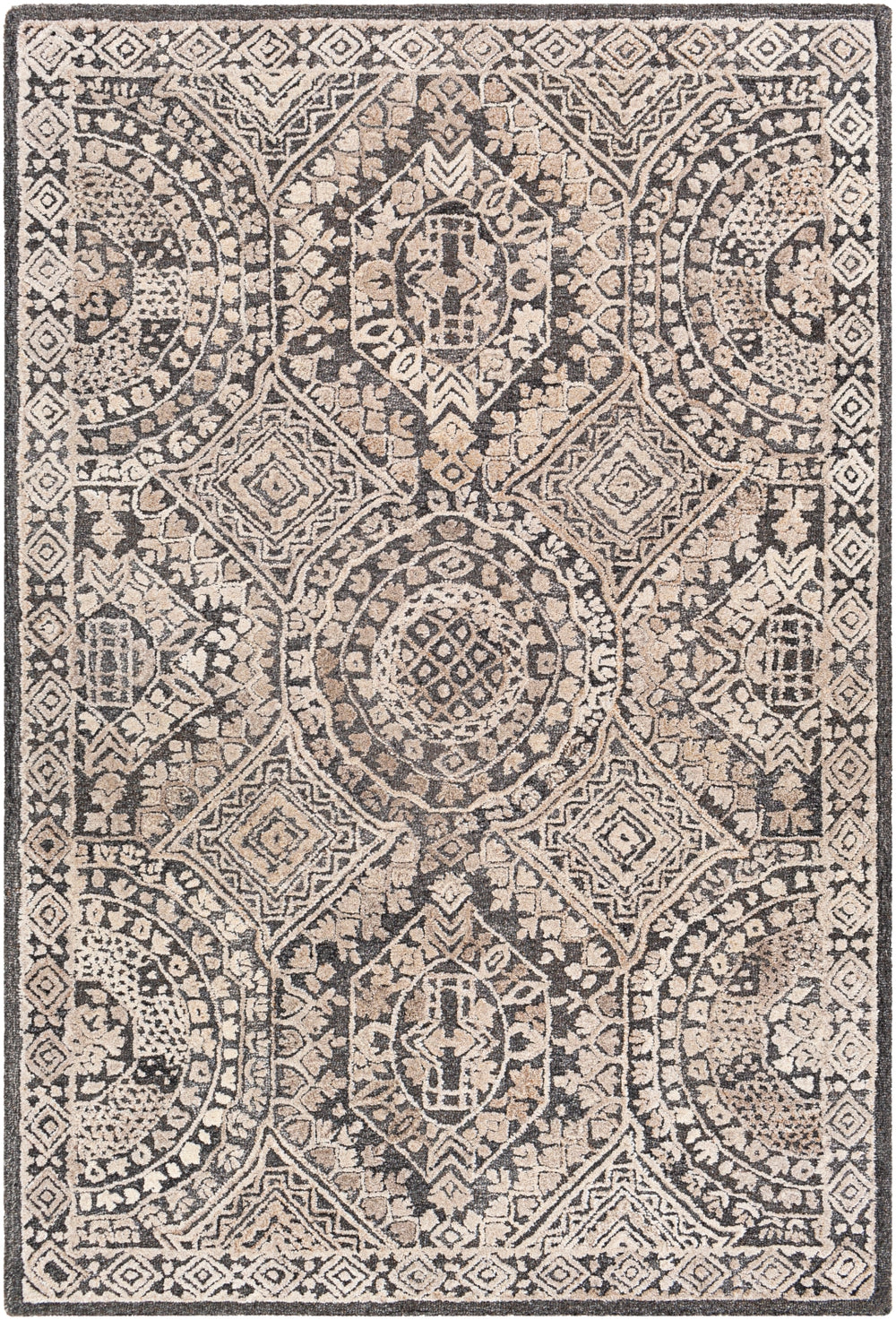 Vancouver VCR-2306 Traditional Wool, Viscose Rug VCR2306-81012 Charcoal, Beige 70% Wool, 30% Viscose 8'10" x 12'