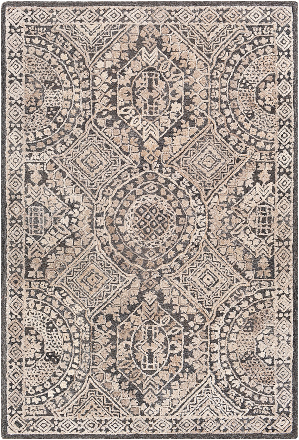 Vancouver VCR-2306 Traditional Wool, Viscose Rug VCR2306-81012 Charcoal, Beige 70% Wool, 30% Viscose 8'10" x 12'