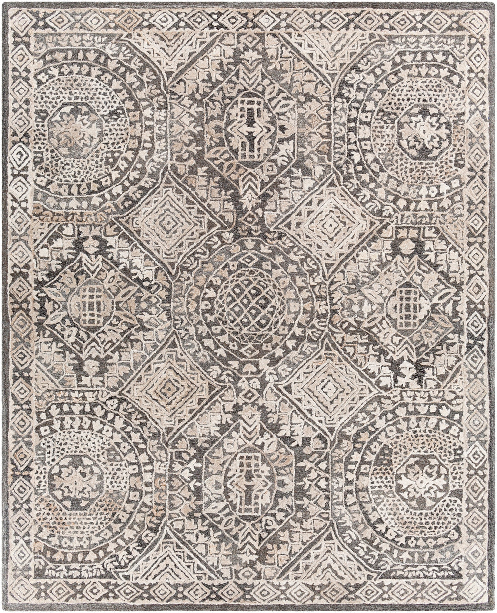 Vancouver VCR-2306 Traditional Wool, Viscose Rug VCR2306-81012 Charcoal, Beige 70% Wool, 30% Viscose 8'10" x 12'