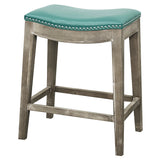 Elmo Bonded Leather Counter Stool Turquoise, Blue, Mystique Gray Legs 198625B-323KD New Pacific Direct