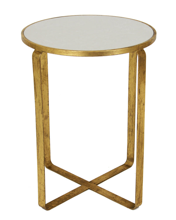 Zeugma VE205 Gold Round Side Table with Stone Top