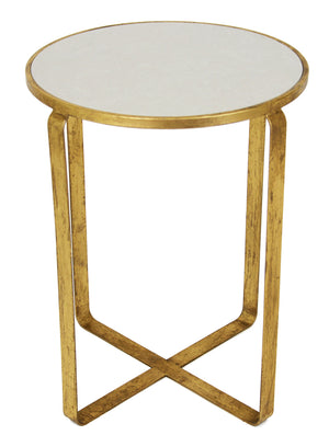 Zeugma VE205 Gold Round Side Table with Stone Top