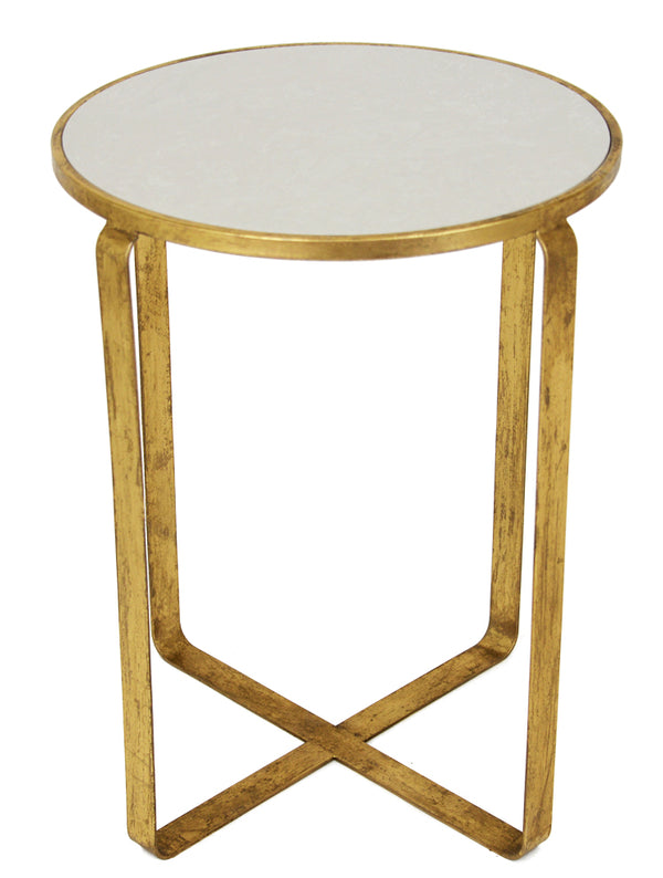 Zeugma VE205 Gold Round Side Table with Stone Top