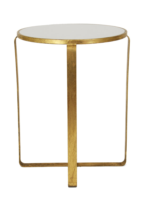 Zeugma VE205 Gold Round Side Table with Stone Top