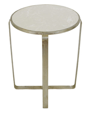 Zeugma VE205 Silver Round Side Table with Stone Top