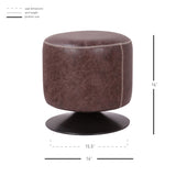 Gaia Modern Industrial Round Ottoman with 360-Degree Swivel, Charming X-Stitch, Fully Assembled