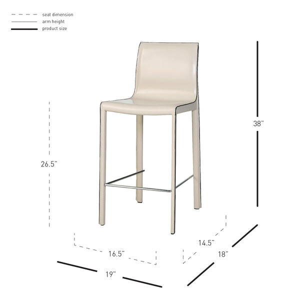 Gervin Recycled Leather Counter Stools - Set of 2, Modern Minimalist Design for Kitchen Comfort