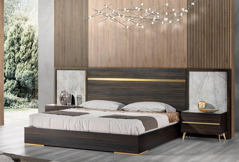 VIG Furniture Nova Domus Velondra - Queen Modern Eucalypto + Marble Bed with Two Nightstands VGACVELONDRA-BED-2NS-Q