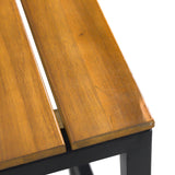 Noble House Elkhart Outdoor Modern Industrial 4 Seater Acacia Wood Bar Set, Teak and Black