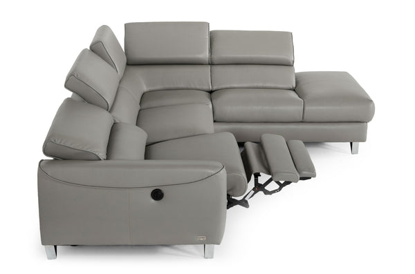 VIG Furniture Divani Casa Versa - Modern Grey Teco-Leather Right Facing Sectional Sofa with Recliner VGKNE9112-GREY2-SECT
