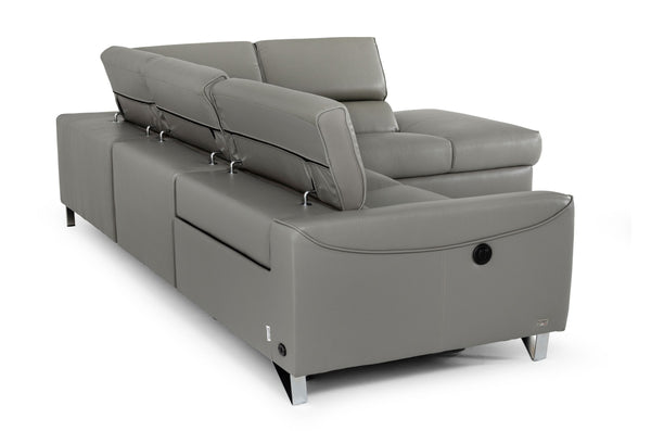 VIG Furniture Divani Casa Versa - Modern Grey Teco-Leather Right Facing Sectional Sofa with Recliner VGKNE9112-GREY2-SECT