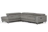 VIG Furniture Divani Casa Versa - Modern Grey Teco-Leather Left Facing Sectional Sofa with Recliner VGKNE9112-GREY3-SECT