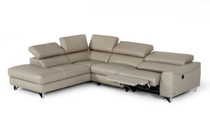 VIG Furniture Divani Casa Versa - Modern Light Taupe Teco-Leather Left Facing Sectional Sofa with Recliner VGKNE9112-LAF