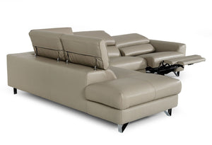 VIG Furniture Divani Casa Versa - Modern Light Taupe Teco-Leather Left Facing Sectional Sofa with Recliner VGKNE9112-LAF