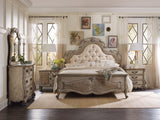 Hooker Furniture Chatelet Traditional-Formal Queen Upholstered Panel Bed in Poplar and Hardwood Solids with Pecan Veneer, Resin and Fabric 5450-90850