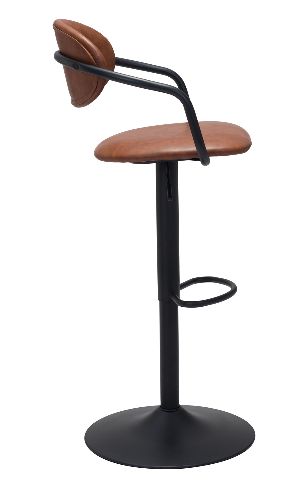 Zuo Modern Kirby 100% Polyurethane, Plywood, Steel Modern Commercial Grade Barstool Vintage Brown, Black 100% Polyurethane, Plywood, Steel