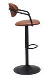 Zuo Modern Kirby 100% Polyurethane, Plywood, Steel Modern Commercial Grade Barstool Vintage Brown, Black 100% Polyurethane, Plywood, Steel