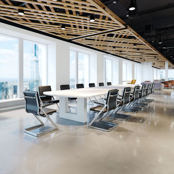 Zuo Modern Lider 100% Polyurethane, Steel Modern Commercial Grade Conference Chair Set - Set of 2 Black, Silver 100% Polyurethane, Steel