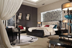 VIG Furniture Eastern King A&X Bellagio Luxurious Transitional Crocodile Lacquer Bed VGUNRW206-180-EK