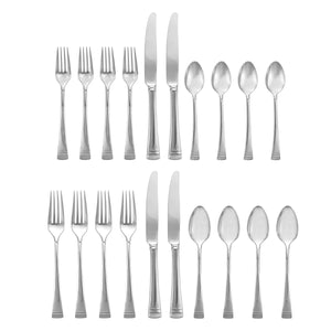 Federal Platinum 20-Piece Flatware Set – Modern 18/10 Stainless Steel, Service for 4, Dishwasher Safe