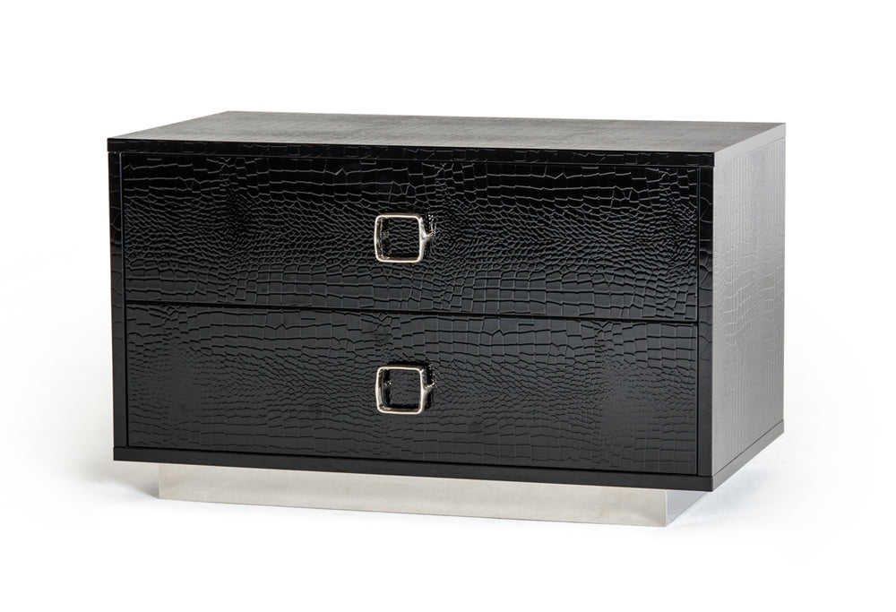 VIG Furniture A&X Victoria Modern Black Crocodile Nightstand VGUNAW324-80-BLK