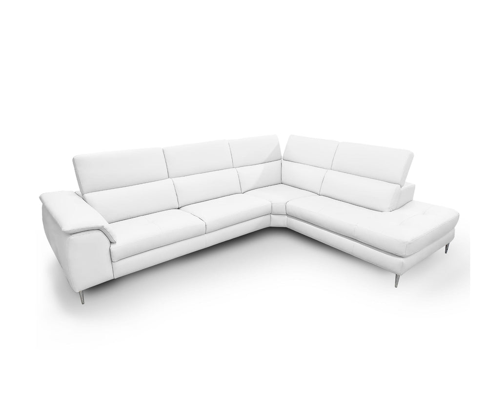 VIG Furniture Coronelli Collezioni Viola - Italian Contemporary White Leather Right Facing Sectional Sofa VGCCVIOLA-KIM-WHT-RAF-SECT