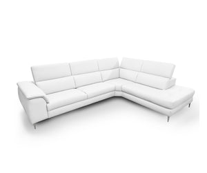 VIG Furniture Coronelli Collezioni Viola - Italian Contemporary White Leather Right Facing Sectional Sofa VGCCVIOLA-KIM-WHT-RAF-SECT